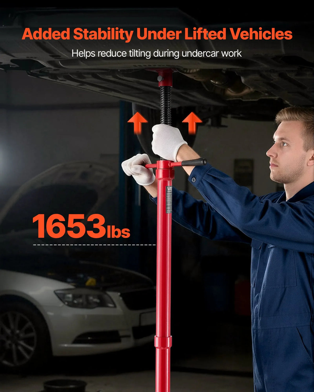VEVOR auto pacēlāja balsta statīvs 0,75 t, regulējams augstums 1372–2130 mm, ar gultņotu rokturi un pašbloķējošu vītņstieni, stabila pamatne, transportlīdzekļu komponentu atbalstam - ZEMLETES.LV