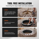 VEVOR apaļš ugunskura gredzens – 91 cm ārējais tērauda ieliktnis DIY ugunskura vietai