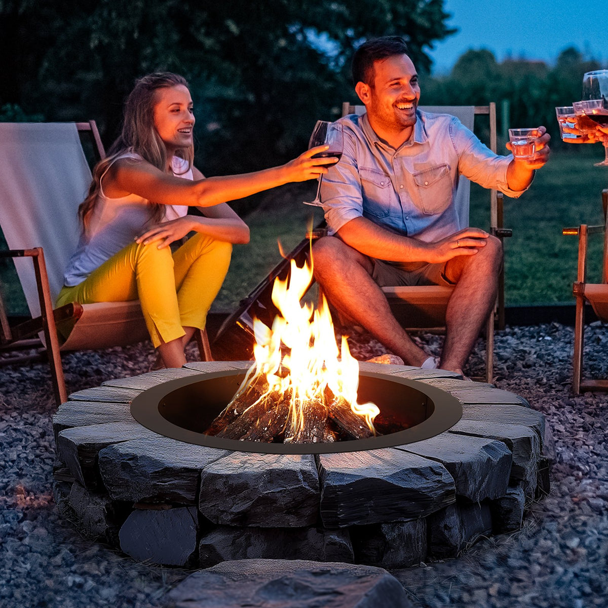 VEVOR Round Fire Ring – 91 cm Outer Steel Insert for DIY Fire Pit