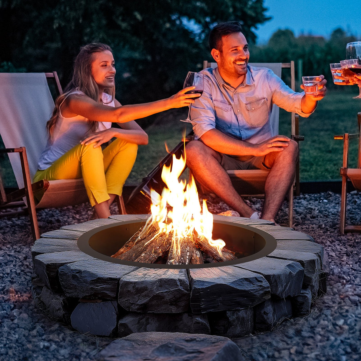 VEVOR Round Fire Ring – 89 cm Outer Steel Insert DIY Fire Pit