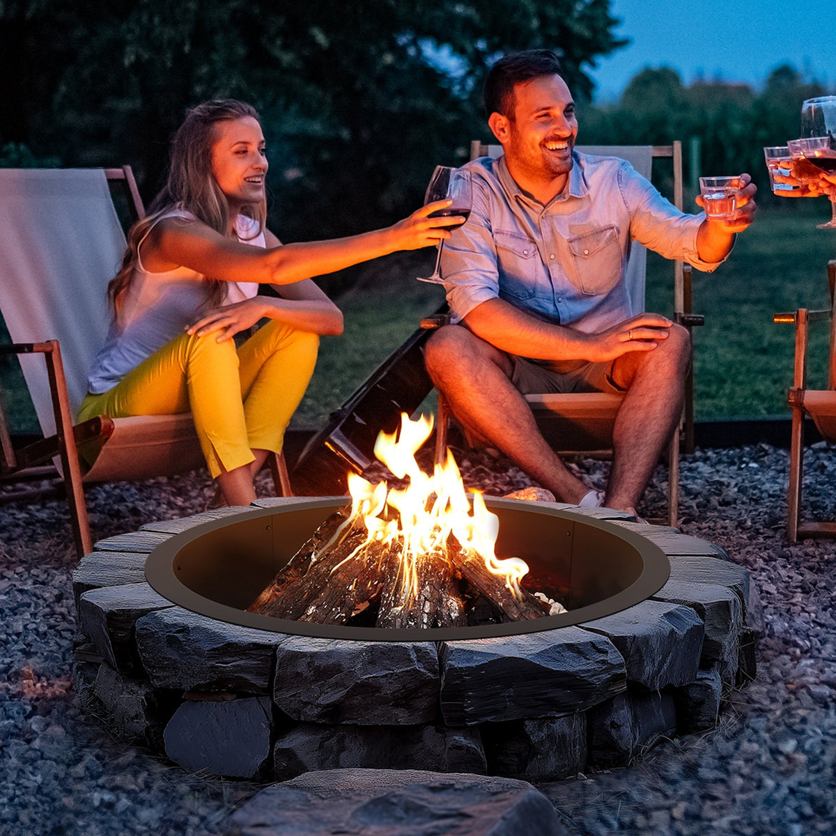VEVOR Round Fire Ring – 114 cm Outer Steel Insert DIY Fire Pit