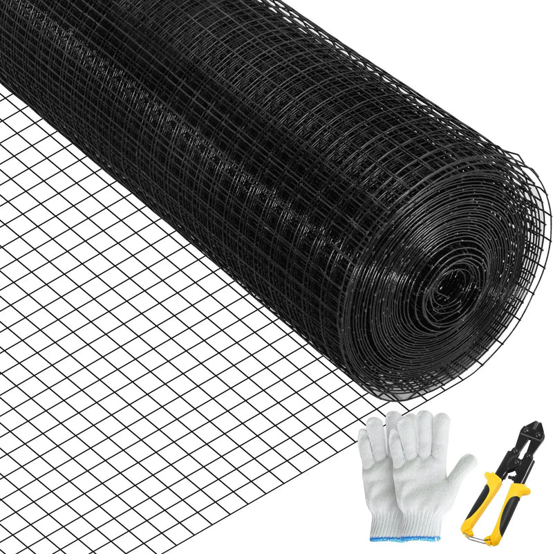 Metāla siets 61 × 3048 cm, 25,4 × 25,4 mm acu izmērs, 16 Ga cinkota tērauda stieple ar vinila pārklājumu, vistas žogs ar griežamajām knaiblēm un cimdiem, dārza žogiem un mājdzīvnieku iežogojumiem