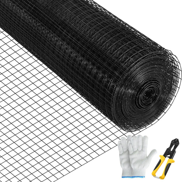 Metāla siets 61 × 3048 cm, 25,4 × 25,4 mm acu izmērs, 16 Ga cinkota tērauda stieple ar vinila pārklājumu, vistas žogs ar griežamajām knaiblēm un cimdiem, dārza žogiem un mājdzīvnieku iežogojumiem