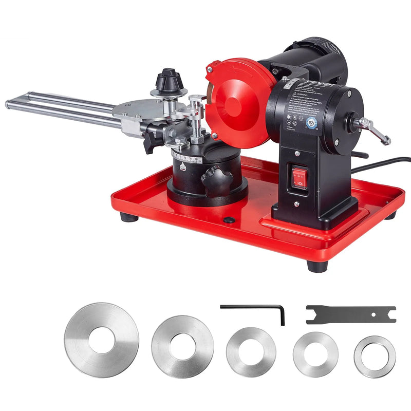 VEVOR ripzāģa disku asināšanas iekārta 370 W, 2890 apgr./min, ar 125 mm slīpripu un 6 centrēšanas elementiem, piemērota Ø80–Ø700 mm diskiem - ZEMLETES.LV