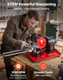 VEVOR ripzāģa disku asināšanas iekārta 370 W, 2890 apgr./min, ar 125 mm slīpripu un 6 centrēšanas elementiem, piemērota Ø80–Ø700 mm diskiem - ZEMLETES.LV