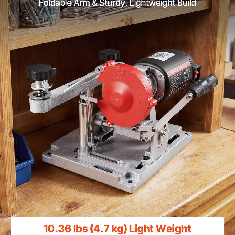VEVOR ripzāģa asmeņu asināšanas iekārta 140 W 5700 apgr./min ar 100 mm keramikas un dimanta slīpripām, piemērota 90–400 mm diametra ripzāģa asmeņiem - ZEMLETES.LV