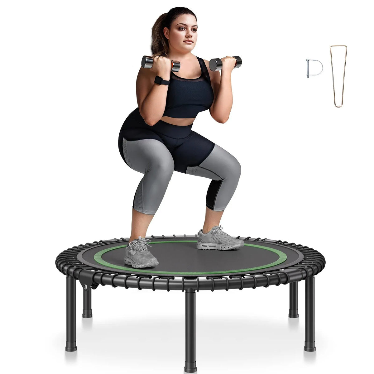 VEVOR salokāms fitnesa batuts 102 cm pieaugušajiem, bez roktura, līdz 150 kg