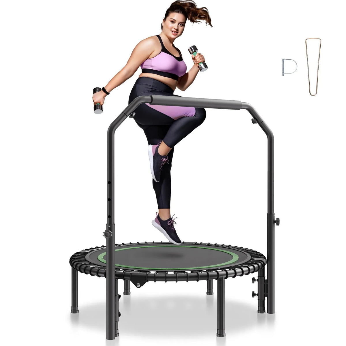 VEVOR Foldable Fitness Trampoline 102 cm with Handle for Adults, up to 150 kg, Indoor
