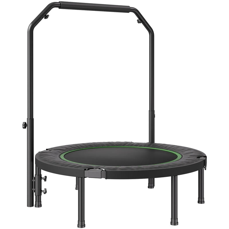 102 cm salokāms mini fitnesa batuts ar rokturi pieaugušajiem – treniņiem un atsperīgām nodarbībām