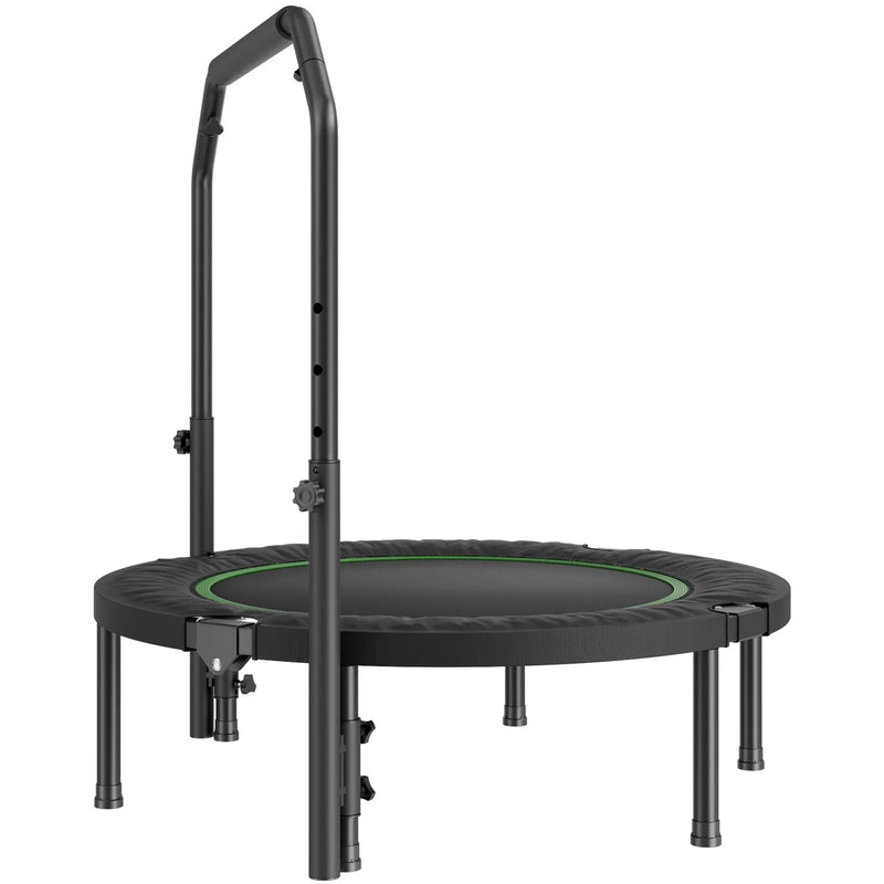 102 cm salokāms mini fitnesa batuts ar rokturi pieaugušajiem – treniņiem un atsperīgām nodarbībām