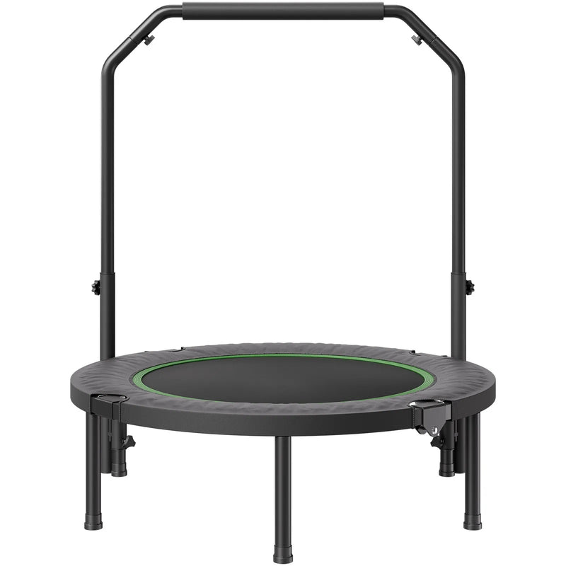 102 cm salokāms mini fitnesa batuts ar rokturi pieaugušajiem – treniņiem un atsperīgām nodarbībām
