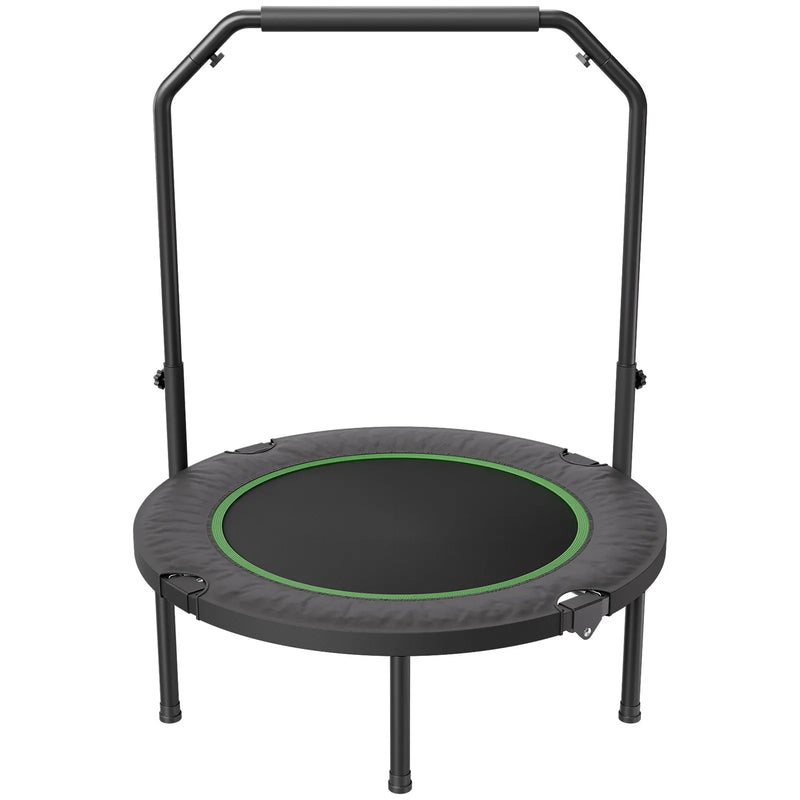 102 cm salokāms mini fitnesa batuts ar rokturi pieaugušajiem – treniņiem un atsperīgām nodarbībām