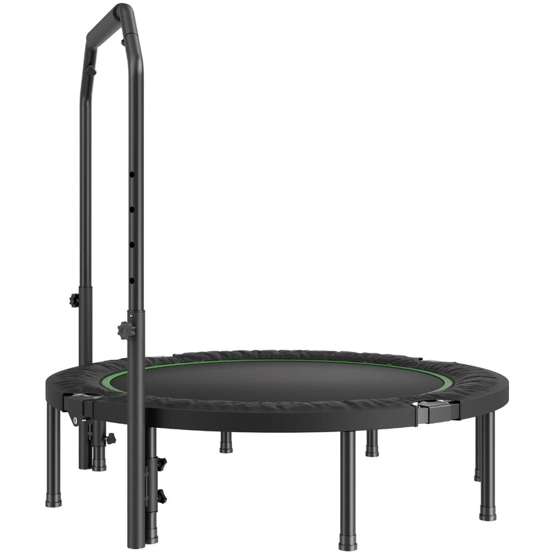 Saliekams mini fitnesa batuts 132 cm pieaugušajiem ar rokturi treniņiem