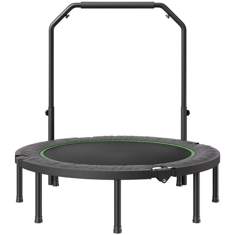 Saliekams mini fitnesa batuts 132 cm pieaugušajiem ar rokturi treniņiem