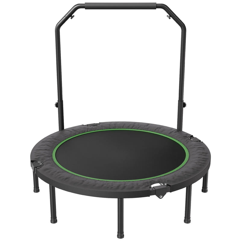 Saliekams mini fitnesa batuts 132 cm pieaugušajiem ar rokturi treniņiem