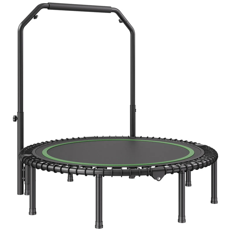 Saliekams mini fitnesa batuts 130 cm pieaugušajiem ar rokturi treniņiem