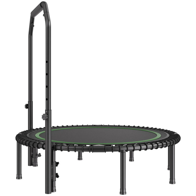 Saliekams mini fitnesa batuts 130 cm pieaugušajiem ar rokturi treniņiem