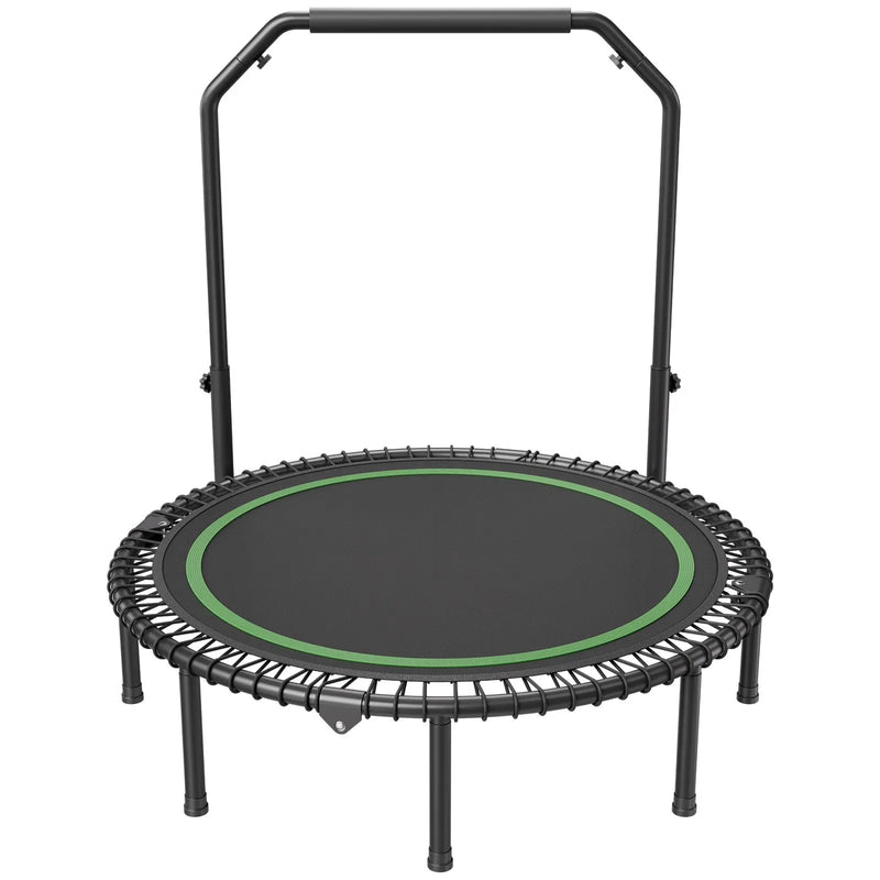 Saliekams mini fitnesa batuts 130 cm pieaugušajiem ar rokturi treniņiem