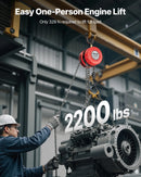 VEVOR manuālais ķēdes pacēlājs, 1 t, G70 cinkota ķēde, 6 m pacelšana, sarkans