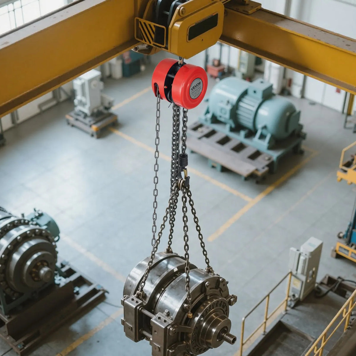 VEVOR Manual Chain Hoist, 1 Tonne Lifting Capacity, with Upgraded G70 Galvanised Chain, 6 m Lifting Height, Heavy-Duty Mechanism, Suitable for Garage, Warehouse and Mechanical Equipment, Red