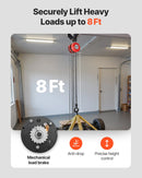 VEVOR manuālais ķēdes pacēlājs, 1 t, G70 cinkota ķēde, 2,44 m pacelšana, sarkans