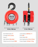 VEVOR manuālais ķēdes pacēlājs, 1 t, G70 cinkota ķēde, 2,44 m pacelšana, sarkans