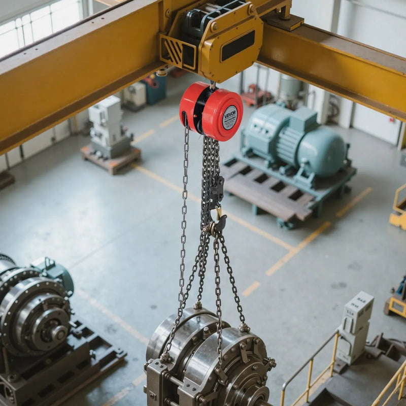 VEVOR Rokas ķēdes pacēlājs ar 2 tonnu celtspēju, manuālais ķēdes bloks ar uzlabotu G70 cinkotu ķēdi, 3 m pacelšanas augstumu, smagsvara trīša pacēlājs garāžām, noliktavām un mehāniskajām darbnīcām, sarkanā krāsā