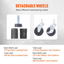 Uzglabāšanas plaukts ar riteņiem, regulējama, 4 līmeņi, melna metāla konstrukcija ar režģa virsmu, 318 kg, 120 × 45 × 188 cm