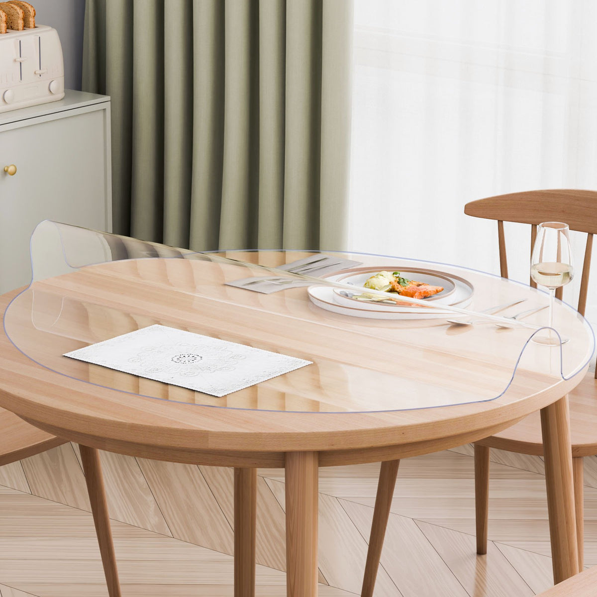 VEVOR PVC Round Table Cloth Ø 107 cm, 2 mm, Transparent, Water-Resistant