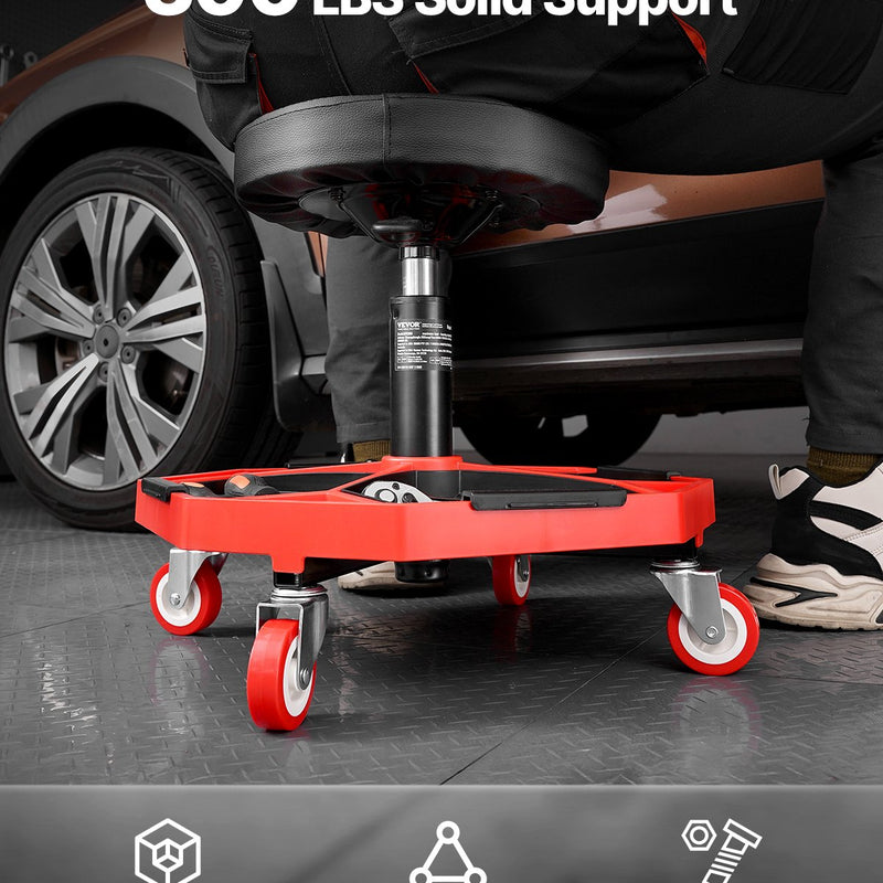 VEVOR rullējošais mehāniķa krēsls, regulējams garāžas krēsls, 136 kg kravnesība ar riteņiem