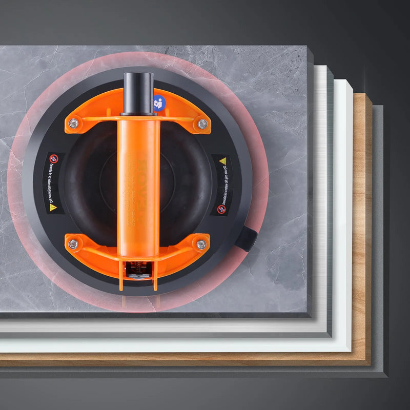 Vakuuma stikla piesūceknis 20,3 cm ar tērauda rokturi un pārnēsājamo kasti, 279 kg celtspēja, industriālais pacēlājs stiklam, granītam, flīzēm, metālam un koka paneļiem