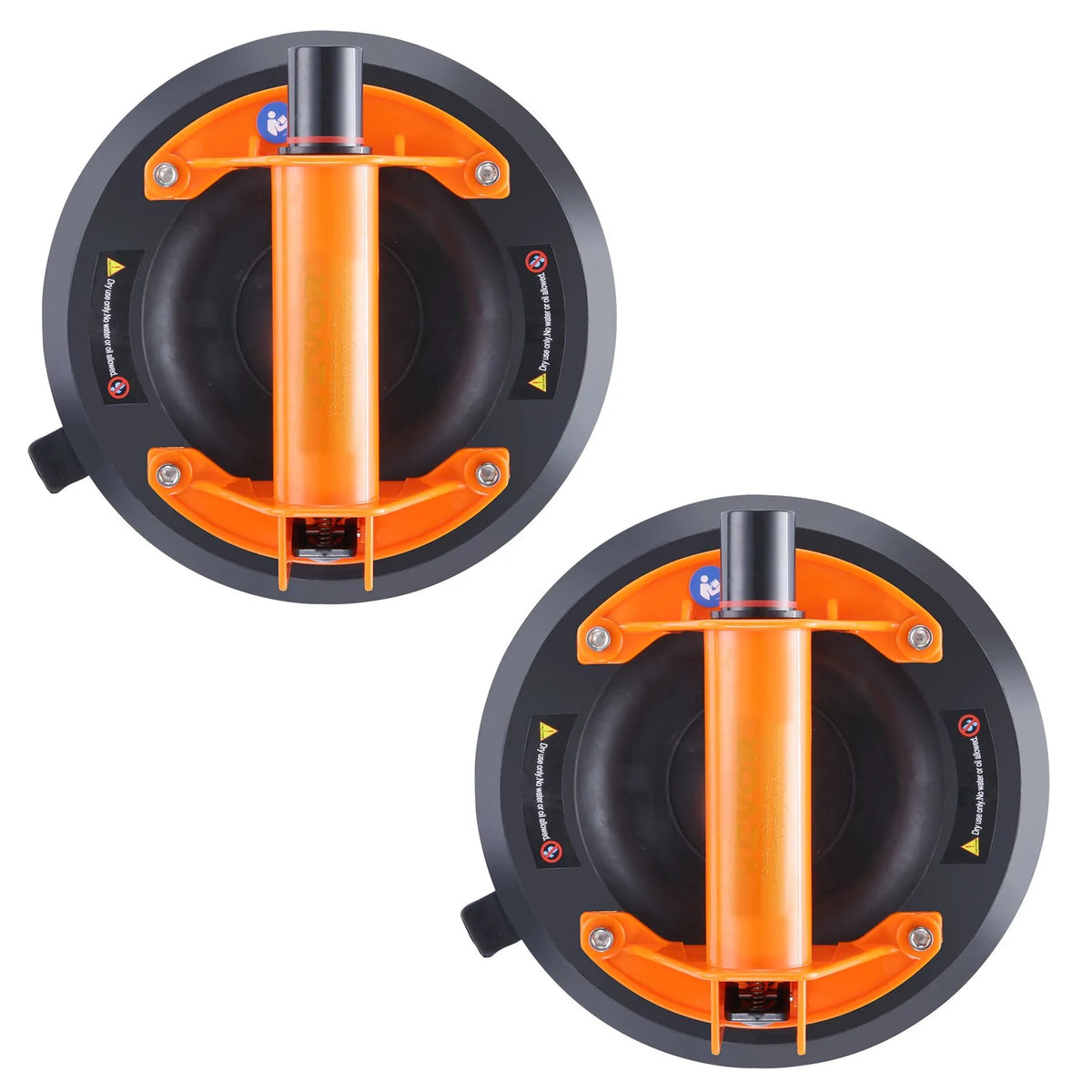 VEVOR Glass Vacuum Suction Cup Kit, 20.3 cm, 2 Pieces, 279 kg Load Capacity, with Steel Handle and Carrying Case, Industrial Heavy-Duty Glass Lifter for Moving Glass, Granite, Tiles, Metal and Wood Surfaces