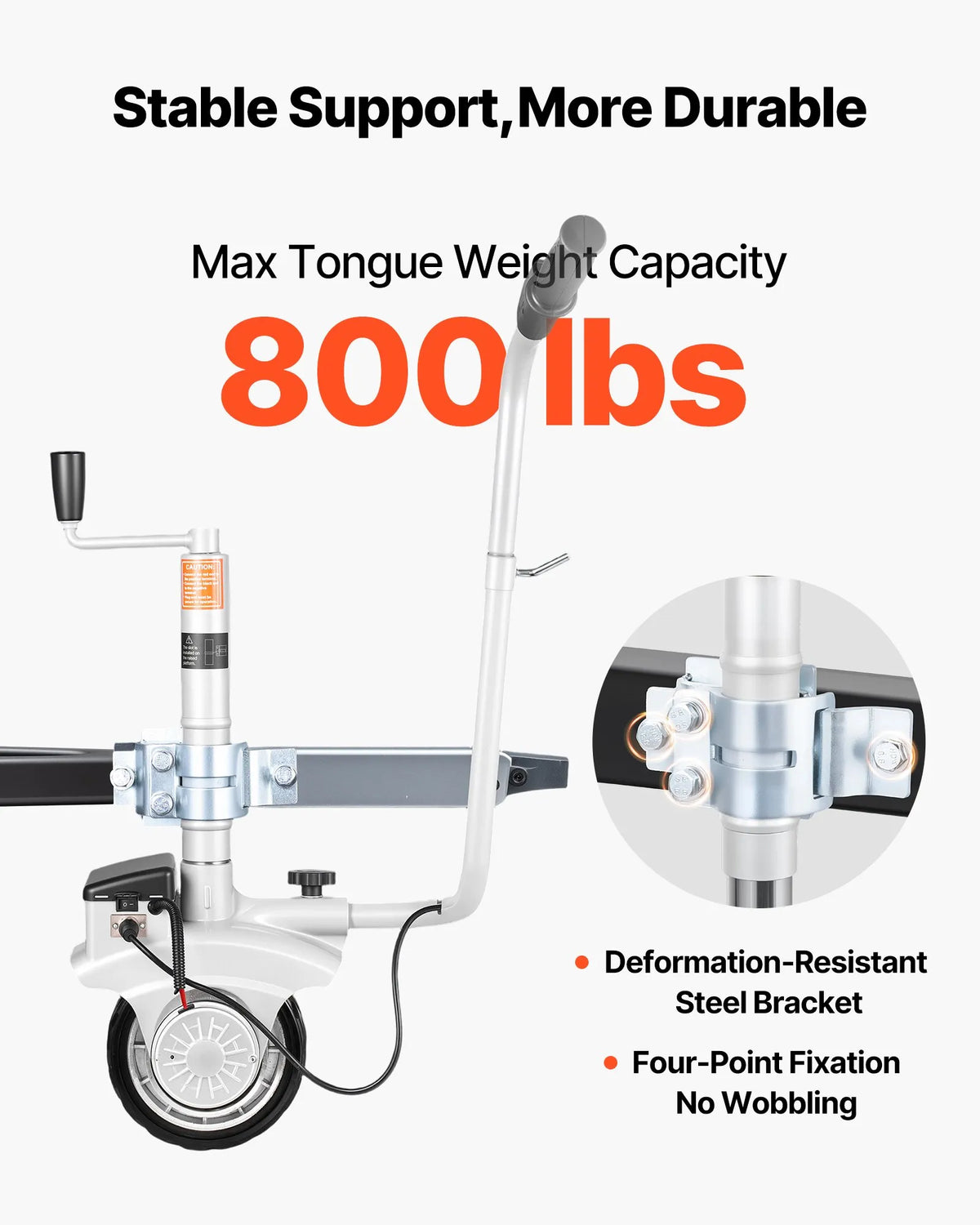 VEVOR Electric Trailer Mover, 2.5 t Towing Capacity, 380 W 12 V Motorised Jockey Wheel with 7 m/min Travel Speed, Adjustable Clamp Height 31–63 cm and 20.3 cm Rubber Wheel, for Caravan and Boat Moving