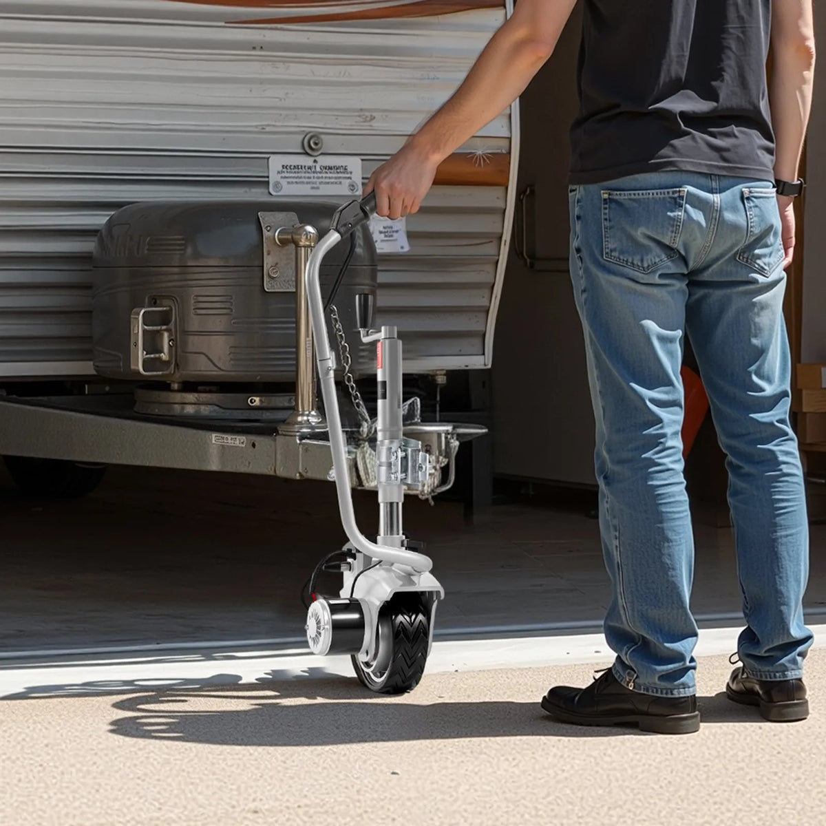 VEVOR Electric Trailer Mover, 2.5 t Towing Capacity, 380 W 12 V Motorised Jockey Wheel with 7 m/min Travel Speed, Adjustable Clamp Height 31–63 cm and 20.3 cm Rubber Wheel, for Caravan and Boat Moving