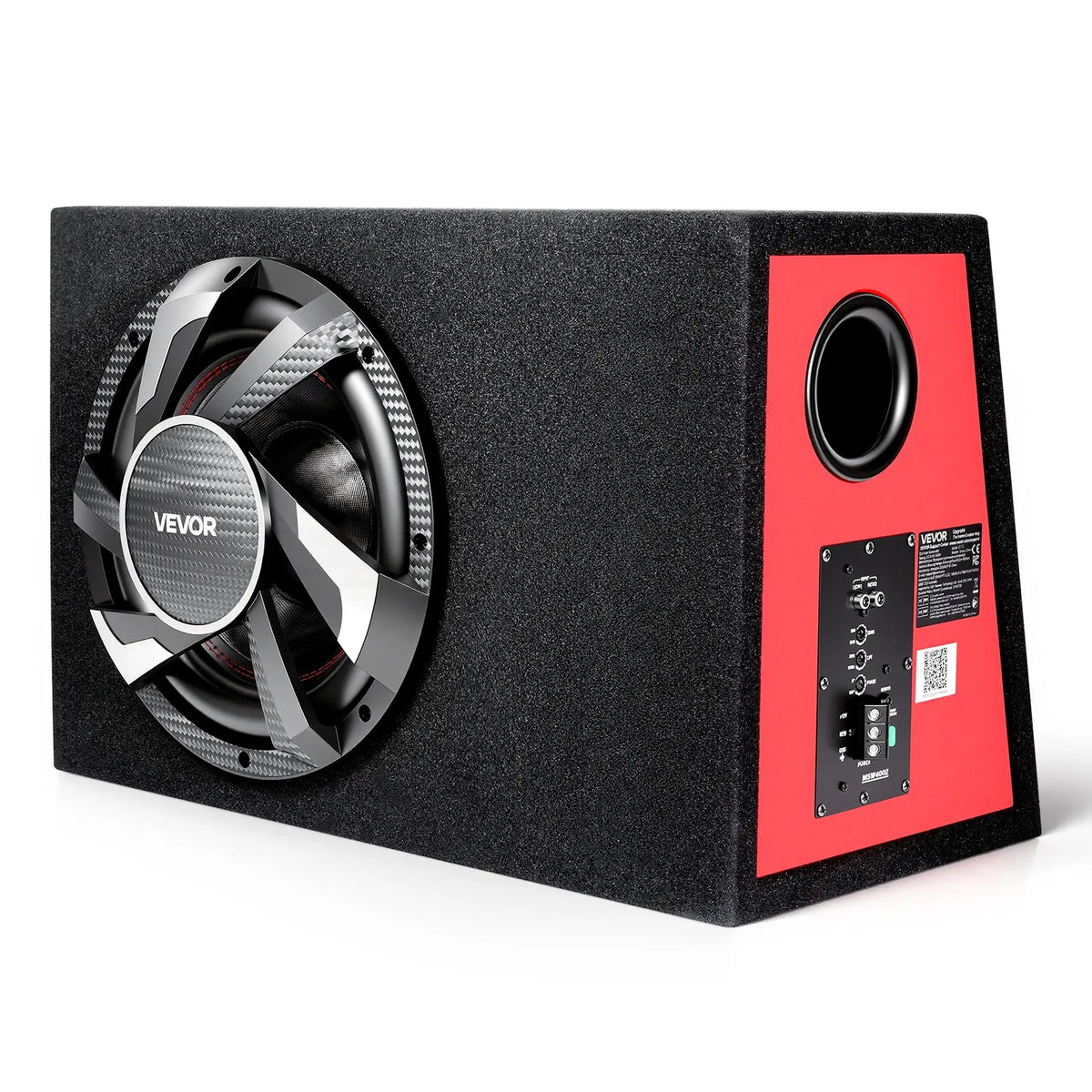 VEVOR automašīnas zemfrekvences skaļruņa komplekts 305 mm, 245 W RMS, ar iebūvētu pastiprinātāju, korpusu un savienojuma kabeļu komplektu, kompakts trapecveida dizains ավտ audio sistēmām - ZEMLETES.LV