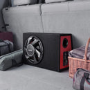 VEVOR automašīnas zemfrekvences skaļruņa komplekts 305 mm, 245 W RMS, ar iebūvētu pastiprinātāju, korpusu un savienojuma kabeļu komplektu, kompakts trapecveida dizains ավտ audio sistēmām - ZEMLETES.LV