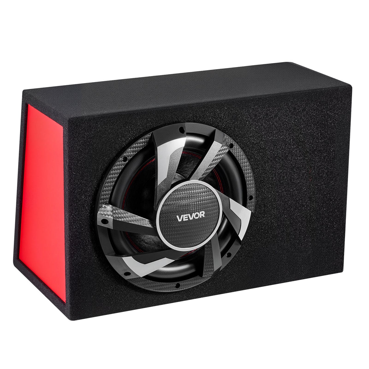 VEVOR automašīnas zemfrekvences skaļruņa komplekts 305 mm, 245 W RMS, ar iebūvētu pastiprinātāju, korpusu un savienojuma kabeļu komplektu, kompakts trapecveida dizains ավտ audio sistēmām - ZEMLETES.LV