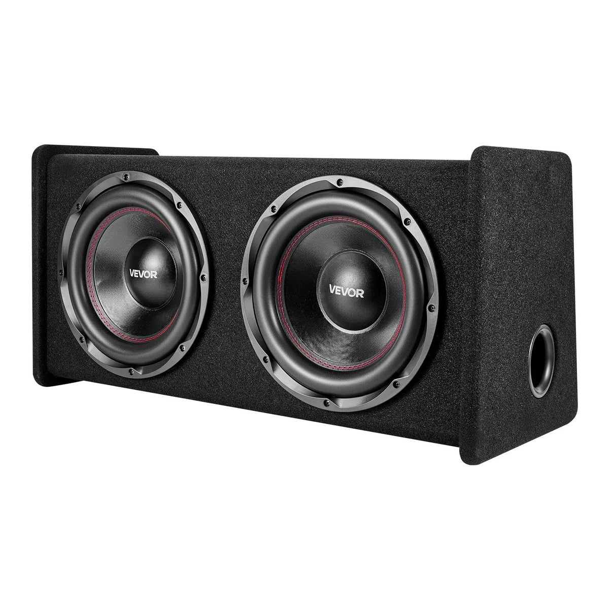 VEVOR automašīnas zemfrekvences skaļruņu komplekts ar 2 x 305 mm skaļruņiem, 490 W RMS, ar atsevišķu pastiprinātāju, korpusu un savienojuma kabeļu komplektu, paredzēts bagāžniekiem un auto audio sistēmām - ZEMLETES.LV