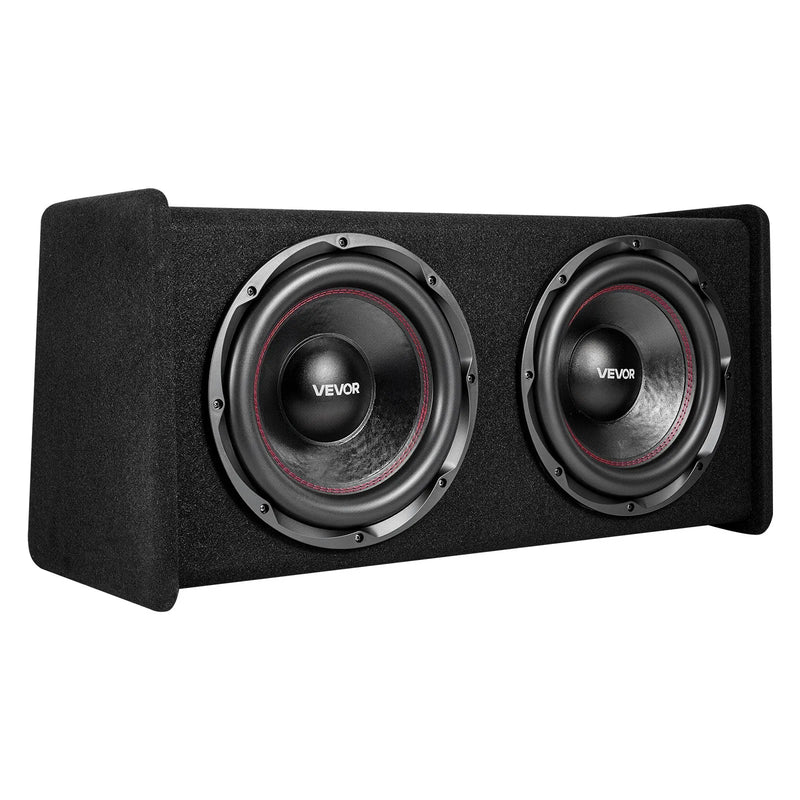 VEVOR automašīnas zemfrekvences skaļruņu komplekts ar 2 x 305 mm skaļruņiem, 490 W RMS, ar atsevišķu pastiprinātāju, korpusu un savienojuma kabeļu komplektu, paredzēts bagāžniekiem un auto audio sistēmām - ZEMLETES.LV