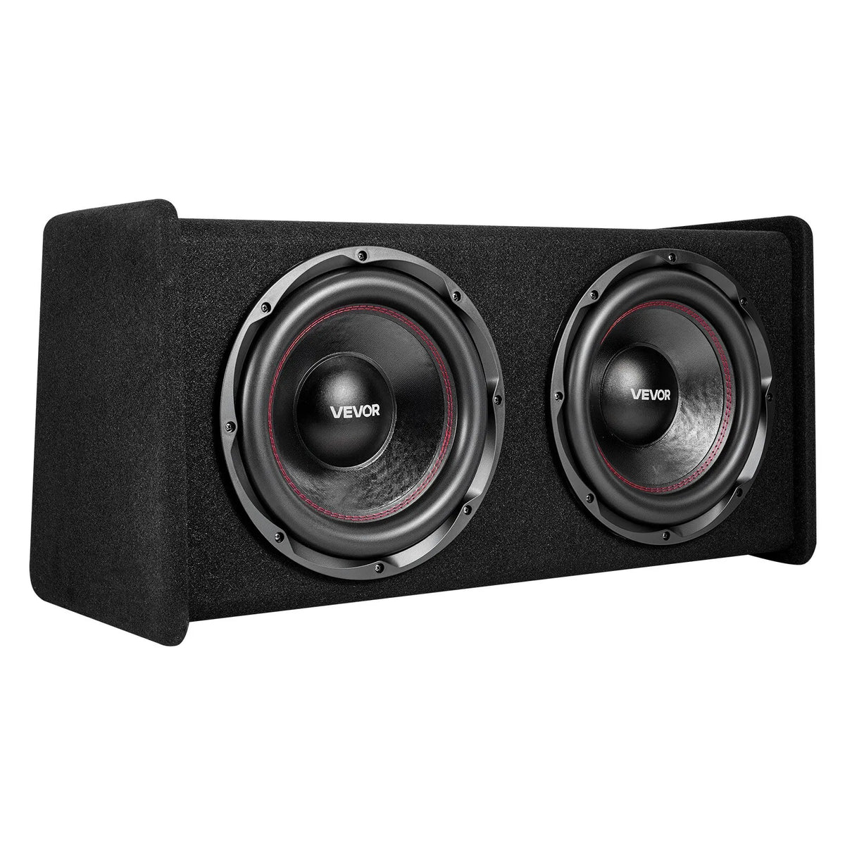 VEVOR automašīnas zemfrekvences skaļruņu komplekts ar 2 x 305 mm skaļruņiem, 490 W RMS, ar atsevišķu pastiprinātāju, korpusu un savienojuma kabeļu komplektu, paredzēts bagāžniekiem un auto audio sistēmām - ZEMLETES.LV