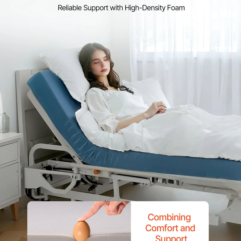 VEVOR medicīniskais slimnīcas gultas matracis 914 x 2030 x 153 mm ar 159 kg kravnesību no medicīniskās kvalitātes putām, spiediena sadales matracis ar ūdensizturīgu pārklājumu izgulējumu profilaksei un aprūpei - ZEMLETES.LV