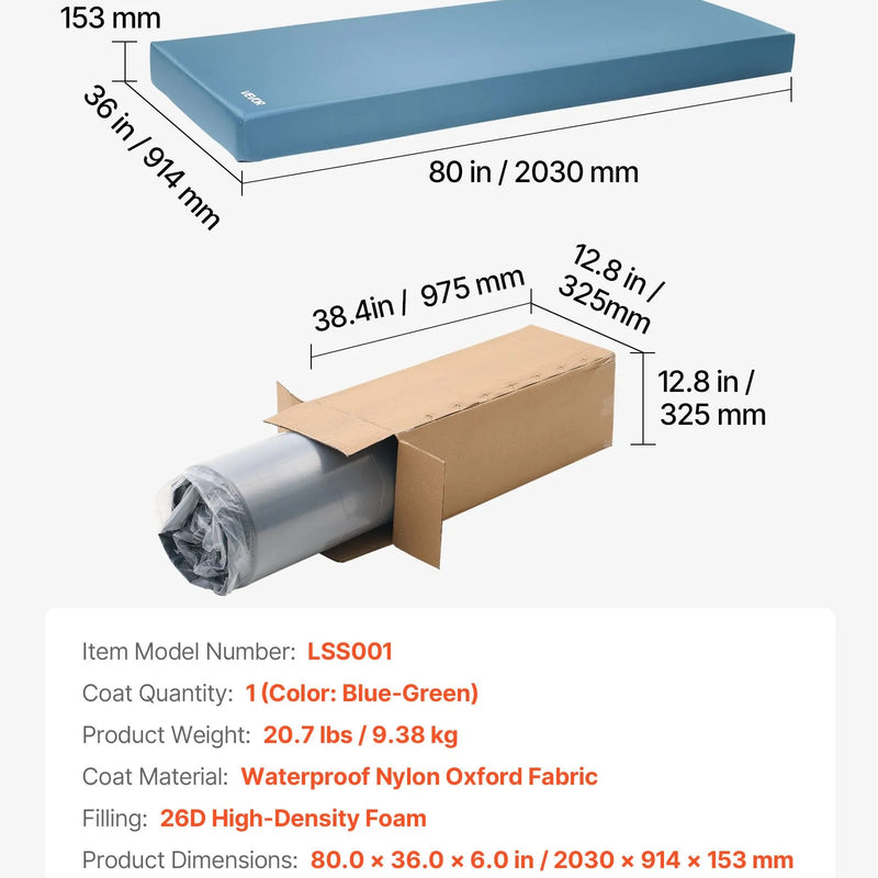 VEVOR medicīniskais slimnīcas gultas matracis 914 x 2030 x 153 mm ar 159 kg kravnesību no medicīniskās kvalitātes putām, spiediena sadales matracis ar ūdensizturīgu pārklājumu izgulējumu profilaksei un aprūpei - ZEMLETES.LV