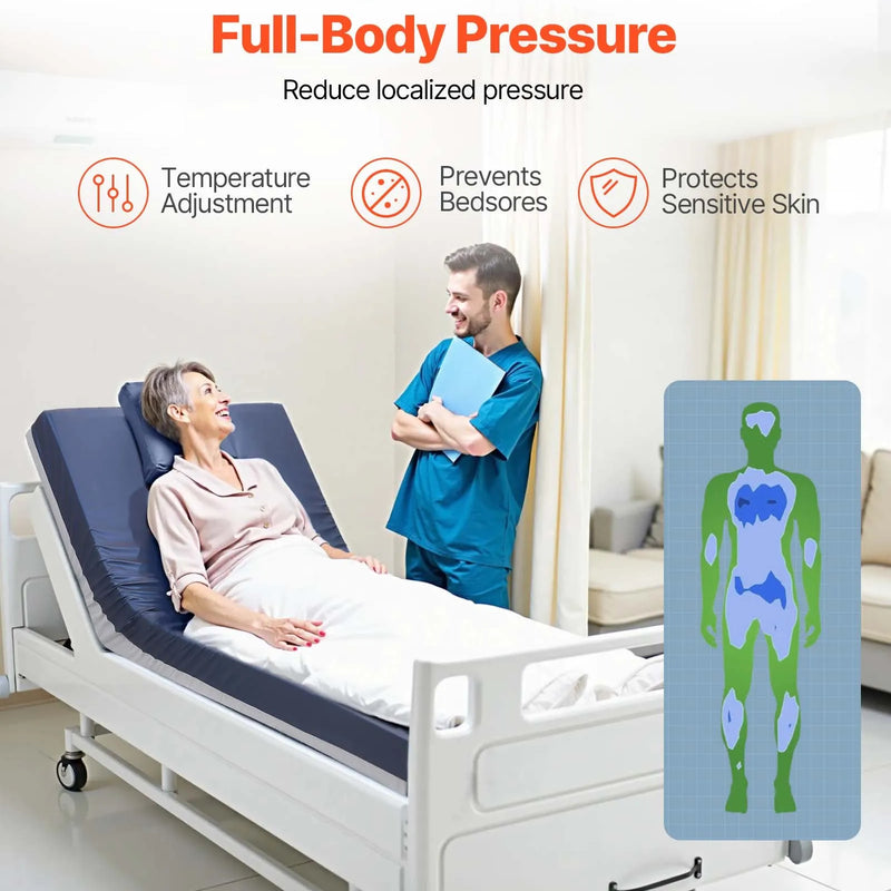 VEVOR medicīniskais slimnīcas gultas matracis 1067 x 2030 x 153 mm ar 295 kg kravnesību no medicīniskās kvalitātes divslāņu putām, spiediena sadales matracis ar ūdensizturīgu pārklājumu izgulējumu profilaksei un aprūpei - ZEMLETES.LV