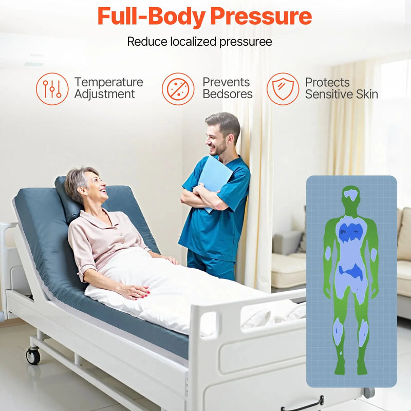VEVOR slimnīcas gultas matracis 914 × 2030 × 153 mm, medicīniskas klases divslāņu putu matracis ar spiediena sadales funkciju ilgstošai aprūpei, ūdensizturīgs izgulējumu profilaksei, slodze līdz 159 kg, piemērots aprūpes iestādēm un mājas aprūpei - ZEMLETES.LV