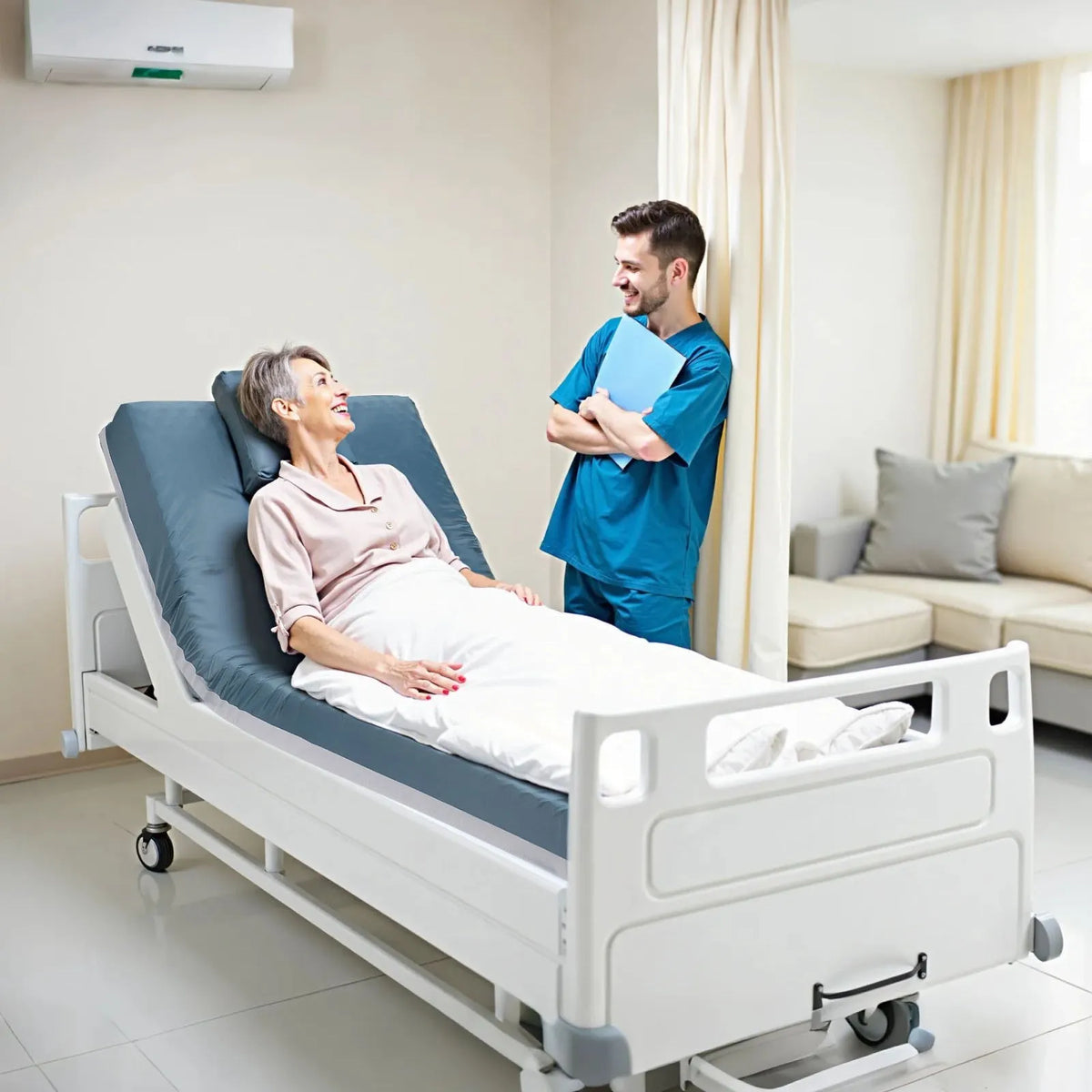 VEVOR slimnīcas gultas matracis 914 × 2030 × 153 mm, medicīniskas klases divslāņu putu matracis ar spiediena sadales funkciju ilgstošai aprūpei, ūdensizturīgs izgulējumu profilaksei, slodze līdz 159 kg, piemērots aprūpes iestādēm un mājas aprūpei - ZEMLETES.LV