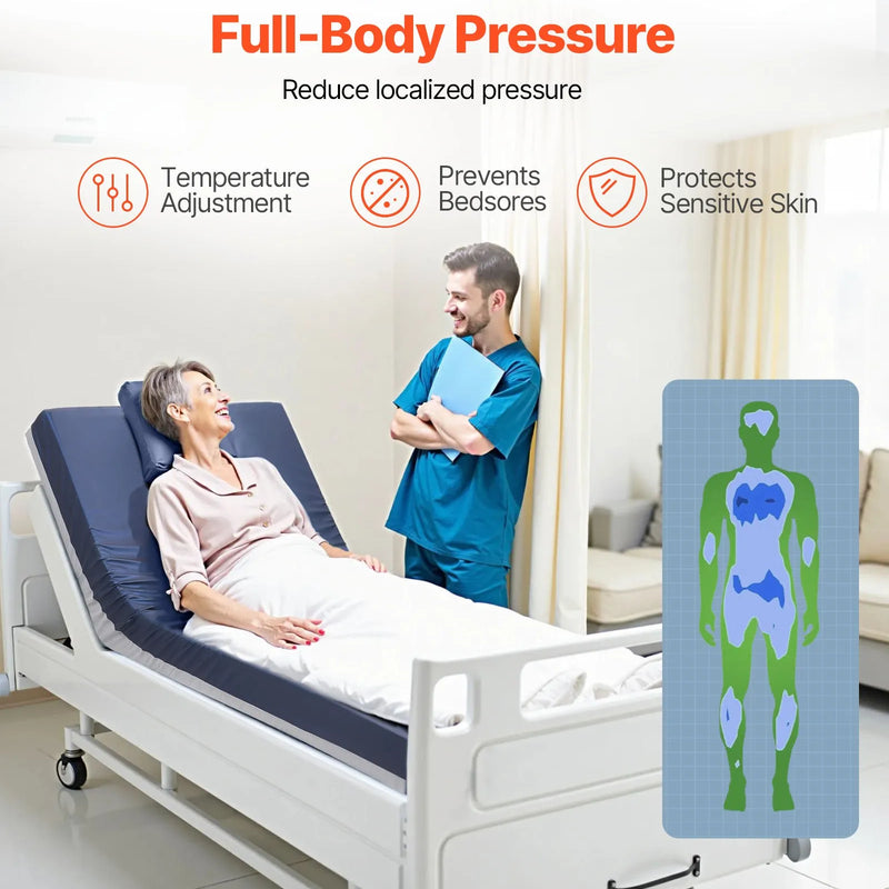VEVOR slimnīcas gultas matracis 914 × 2030 × 153 mm, medicīniskas klases divslāņu putu matracis ar spiediena sadales funkciju ilgstošai aprūpei, ūdensizturīgs izgulējumu profilaksei, slodze līdz 227 kg, piemērots aprūpes iestādēm un mājas aprūpei - ZEMLETES.LV