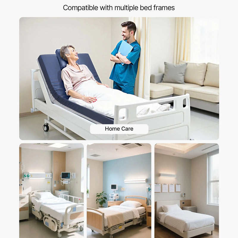 VEVOR slimnīcas gultas matracis 914 × 2030 × 153 mm, medicīniskas klases divslāņu putu matracis ar spiediena sadales funkciju ilgstošai aprūpei, ūdensizturīgs izgulējumu profilaksei, slodze līdz 227 kg, piemērots aprūpes iestādēm un mājas aprūpei - ZEMLETES.LV