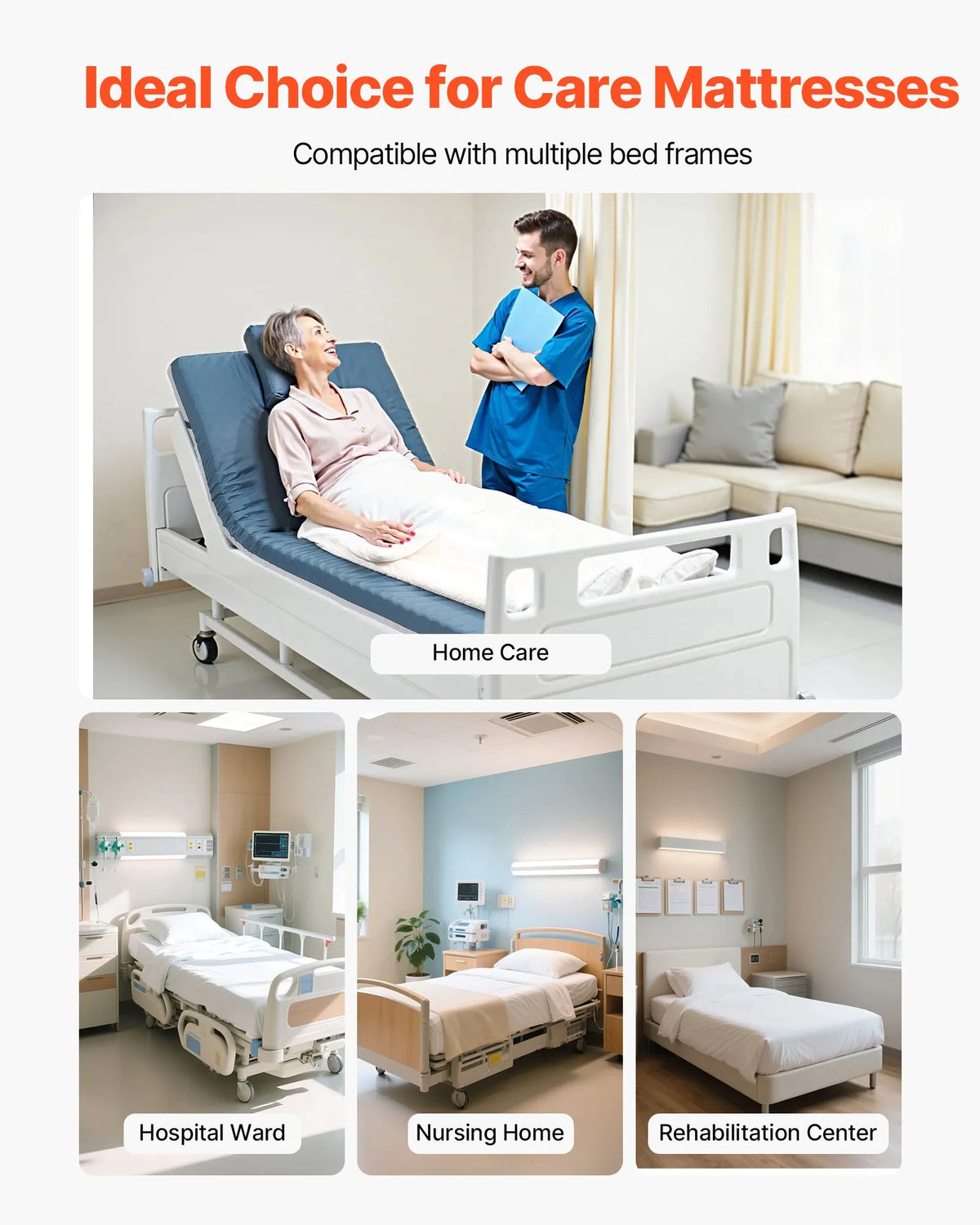 VEVOR medicīniskais slimnīcas gultas matracis 864 x 1930 x 89 mm ar 136 kg kravnesību no medicīniskās kvalitātes divslāņu putām, spiediena sadales matracis ar ūdensizturīgu pārklājumu izgulējumu profilaksei un aprūpei - ZEMLETES.LV