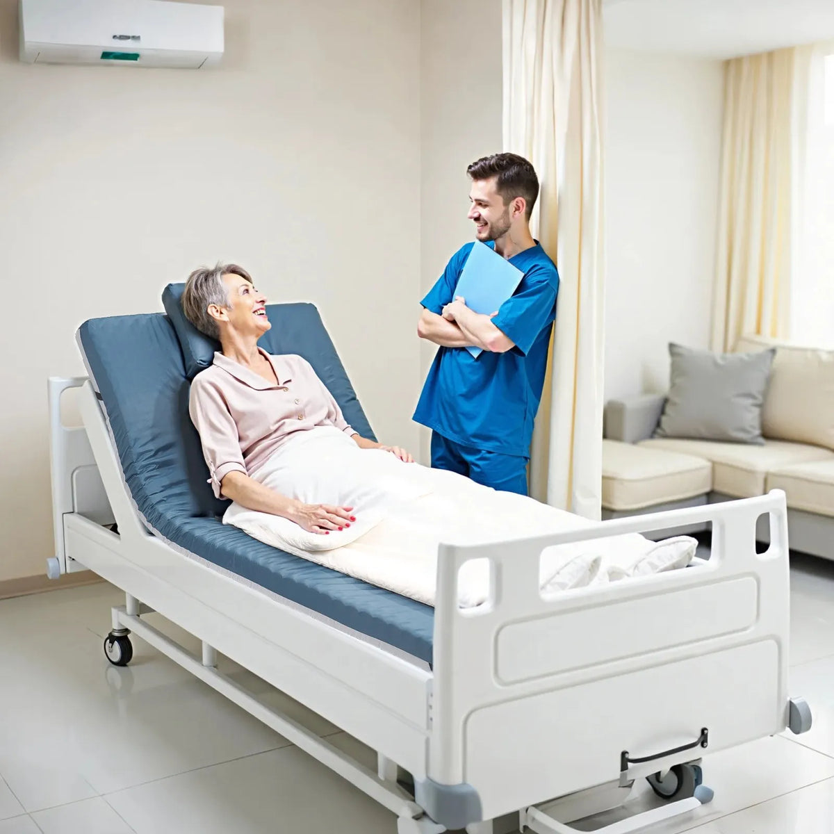 VEVOR medicīniskais slimnīcas gultas matracis 864 x 1930 x 89 mm ar 136 kg kravnesību no medicīniskās kvalitātes divslāņu putām, spiediena sadales matracis ar ūdensizturīgu pārklājumu izgulējumu profilaksei un aprūpei - ZEMLETES.LV