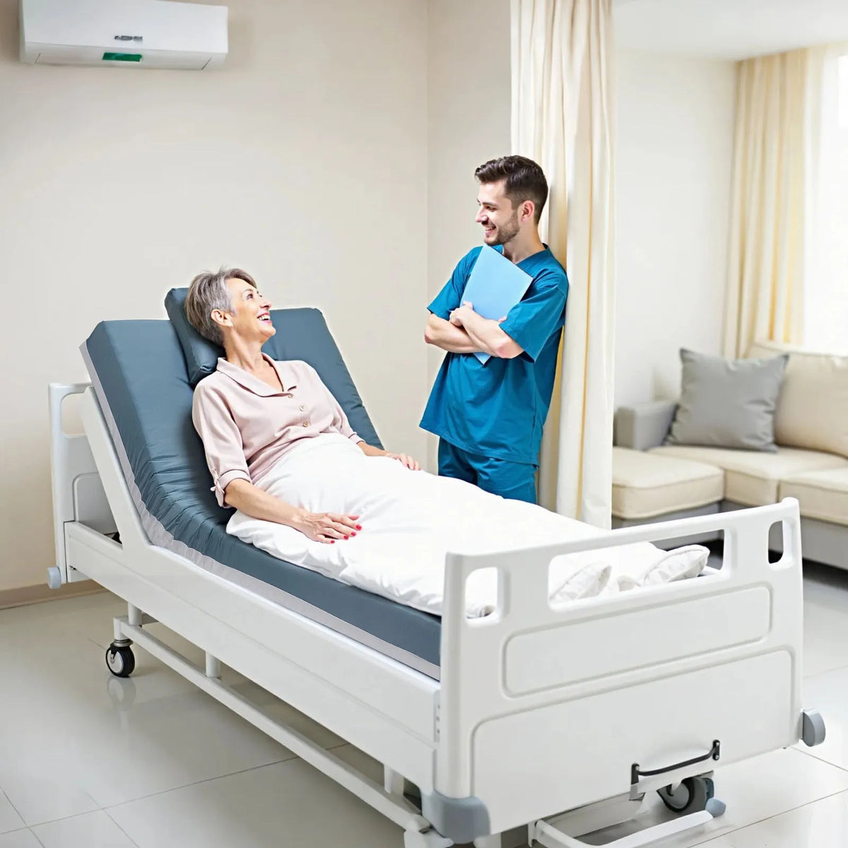 VEVOR slimnīcas gultas matracis 914 × 2030 × 153 mm, medicīniskas klases daudzslāņu putu matracis ar spiediena sadales funkciju ilgstošai aprūpei, ūdensizturīgs izgulējumu profilaksei, slodze līdz 204 kg, piemērots aprūpes iestādēm un mājas aprūpei - ZEMLETES.LV